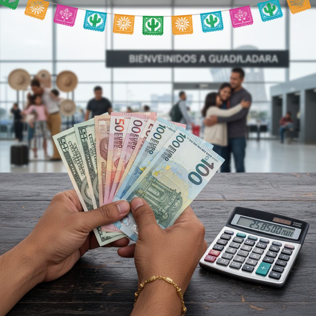 Calculadora MXN ↔ USD/EUR/COP/ARS: tipo de cambio aeropuerto 2026