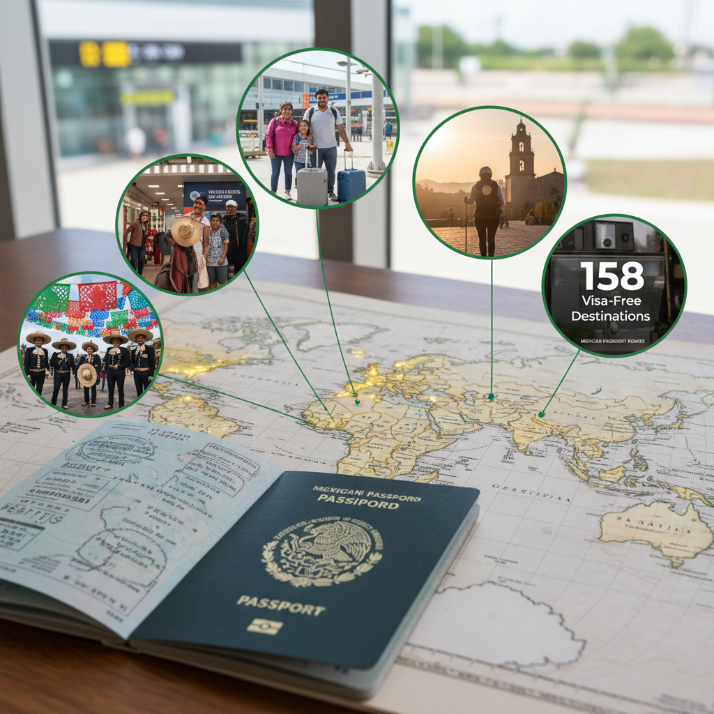 Pasaporte mexicano: matriz de países sin visa 2026 (158 destinos)